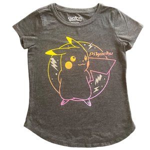 Pokémon Girls Size M Short Sleeve Pikachu Dark Gray T-Shirt